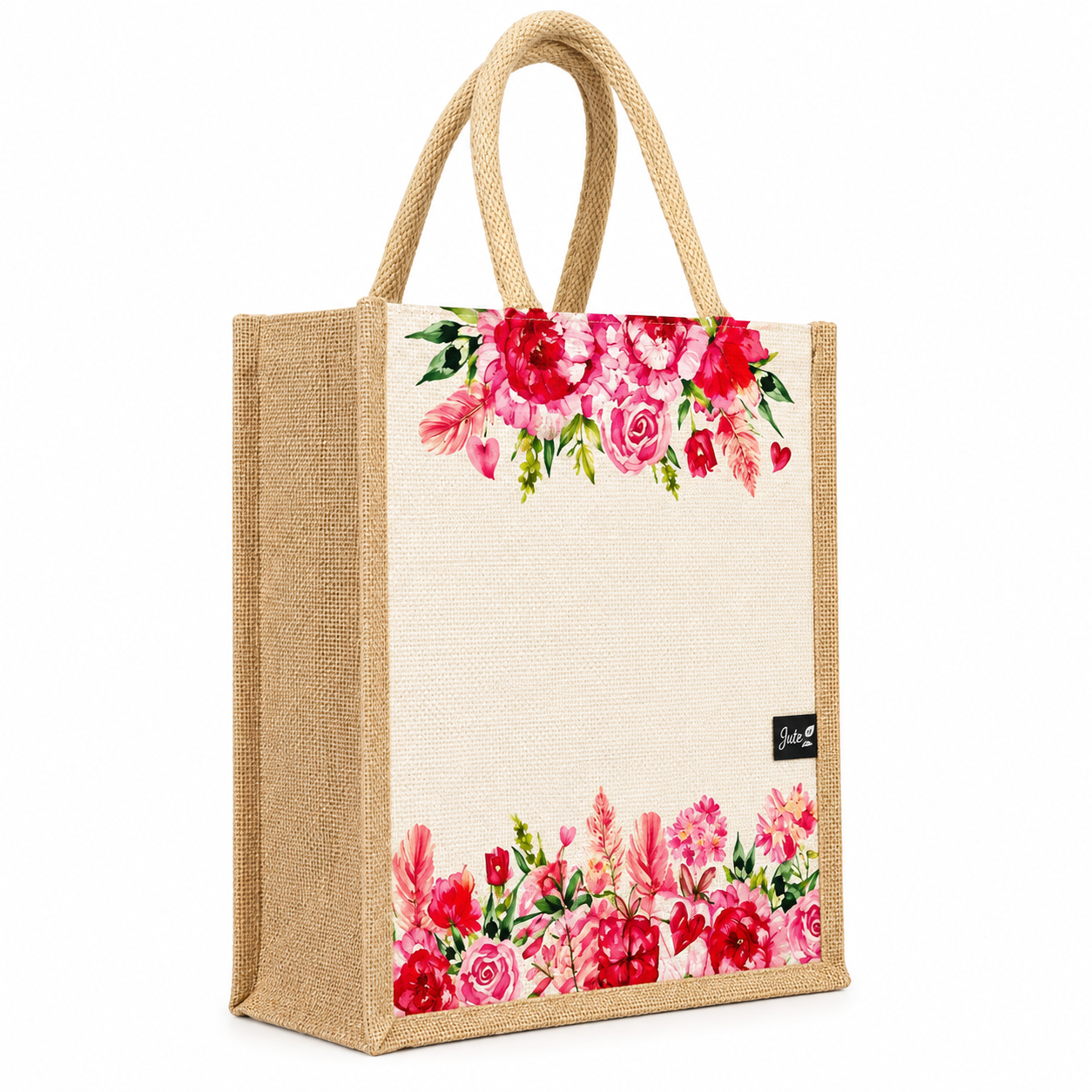 Eco-Friendly Jute Tote Bag (Foral & Cactus Print)
