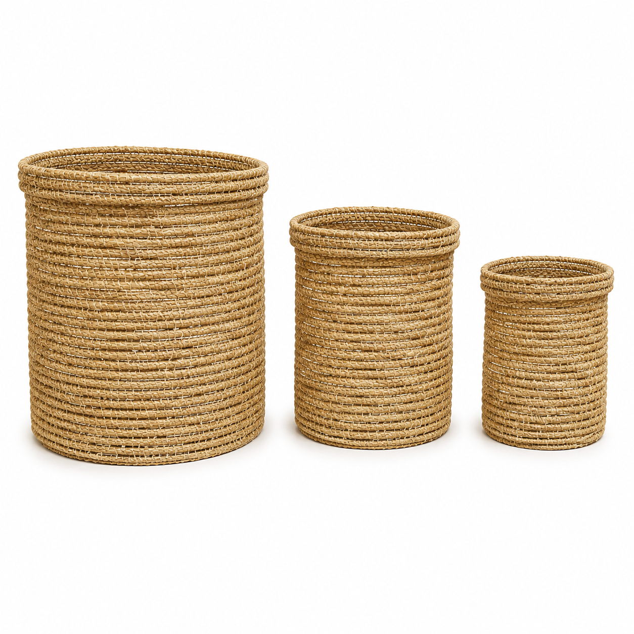 Palm Fiber Laundry Basket Set (3 pcs combo)