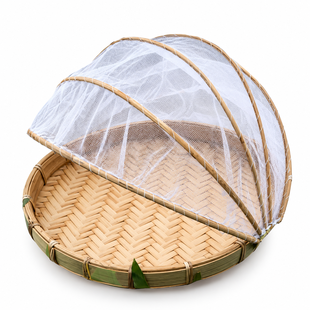 Cane Fruit Basket With Net Cover