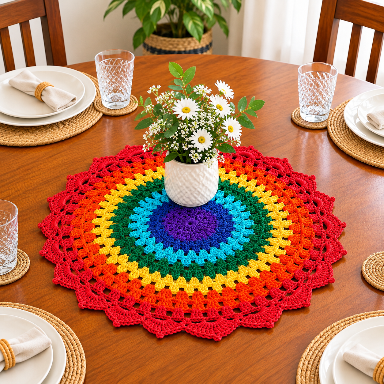 Handmade Colorful Crochet Glass/Plate Mat