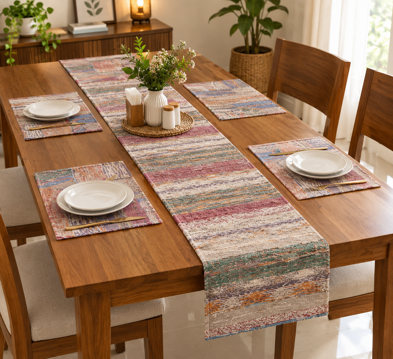 Sustainable Recycled Cotton Table Runner Set